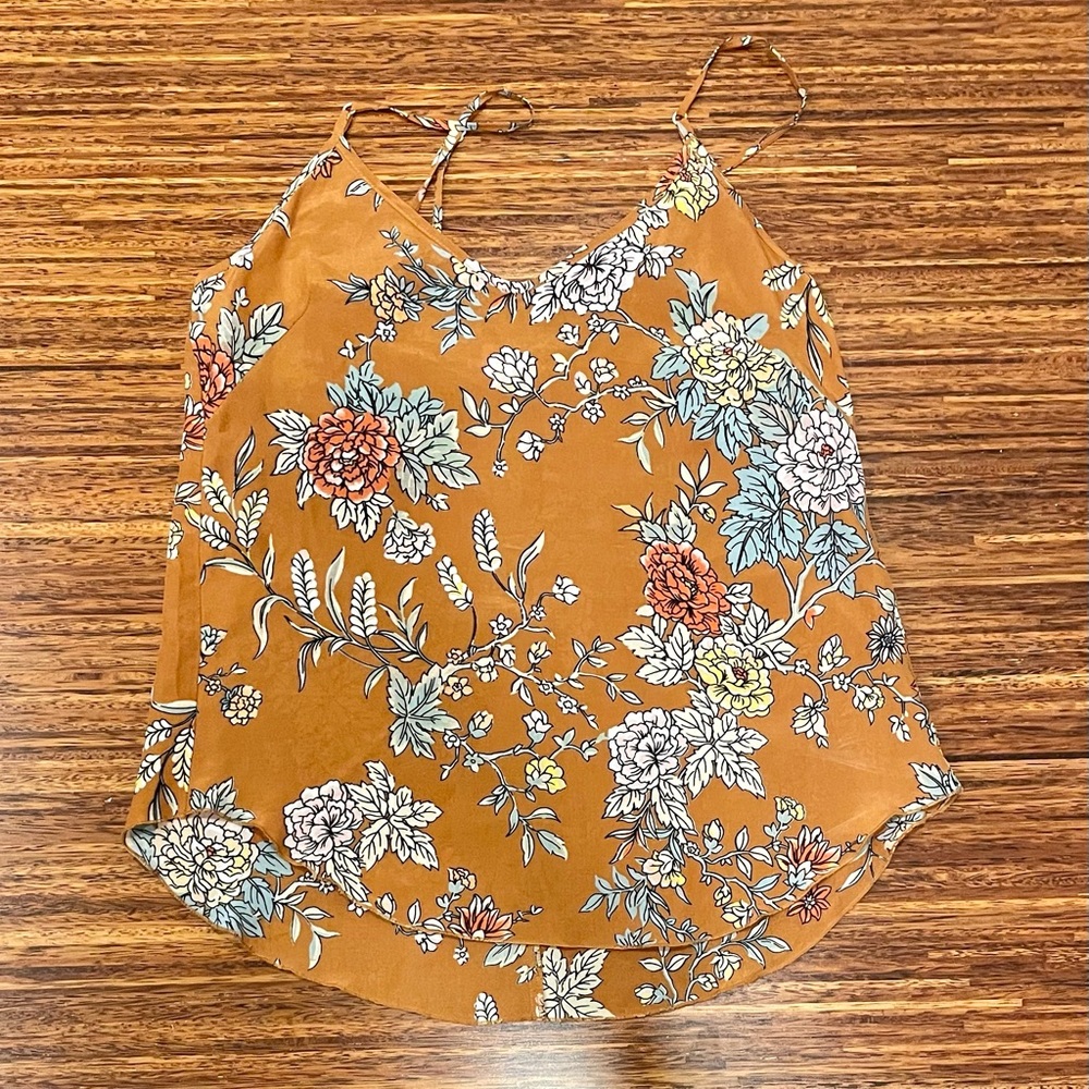 Aritzia Wilfred Silk Tank Camisole XXS | Aesthetic Floral Print Boho Chic EUC